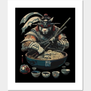 Samurai Cat Ramen Chef - Traditional Japanese Art Posters and Art